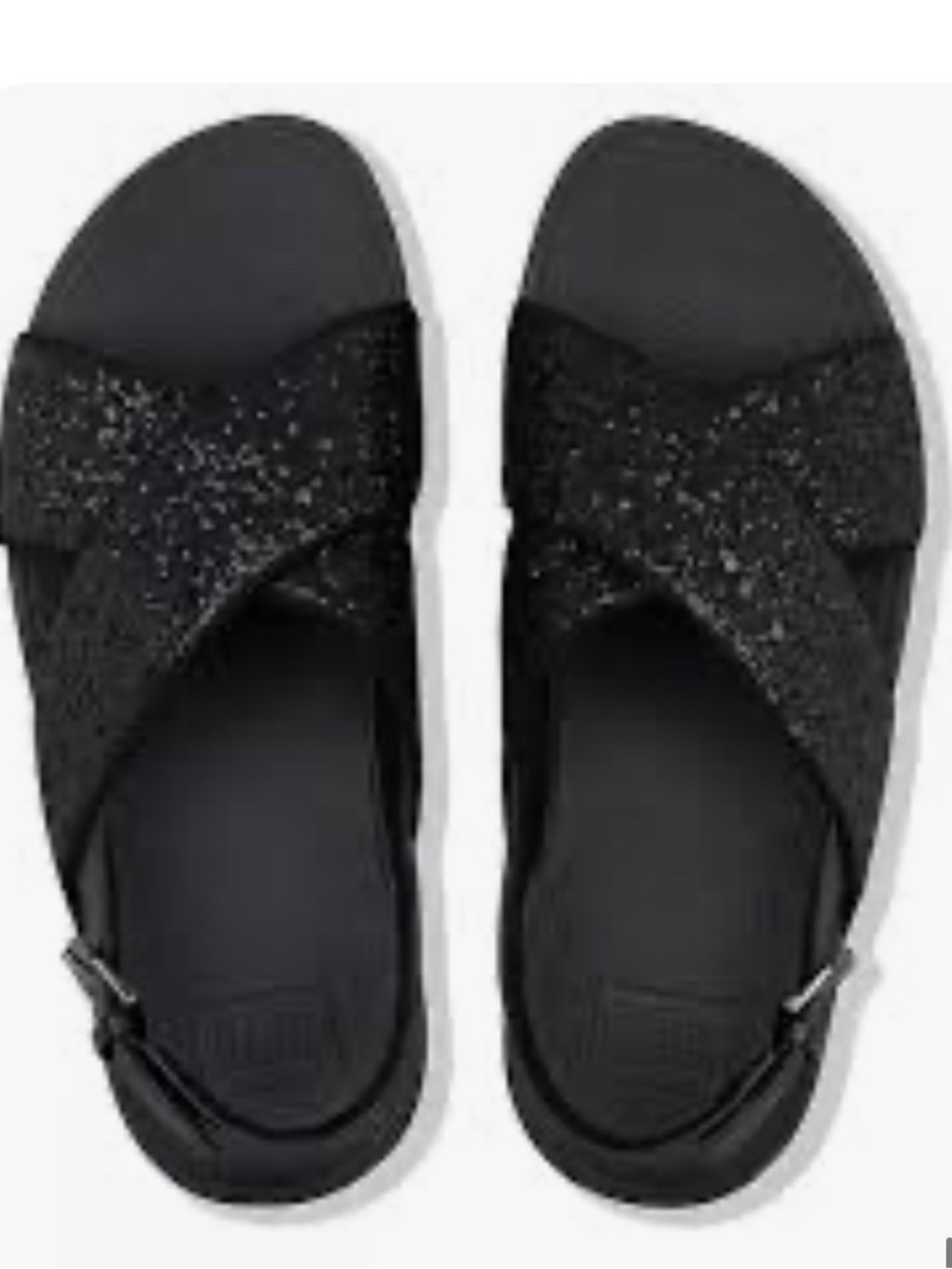 FitFlop Lulu Glitter Back-Strap Sandals – Black ✨